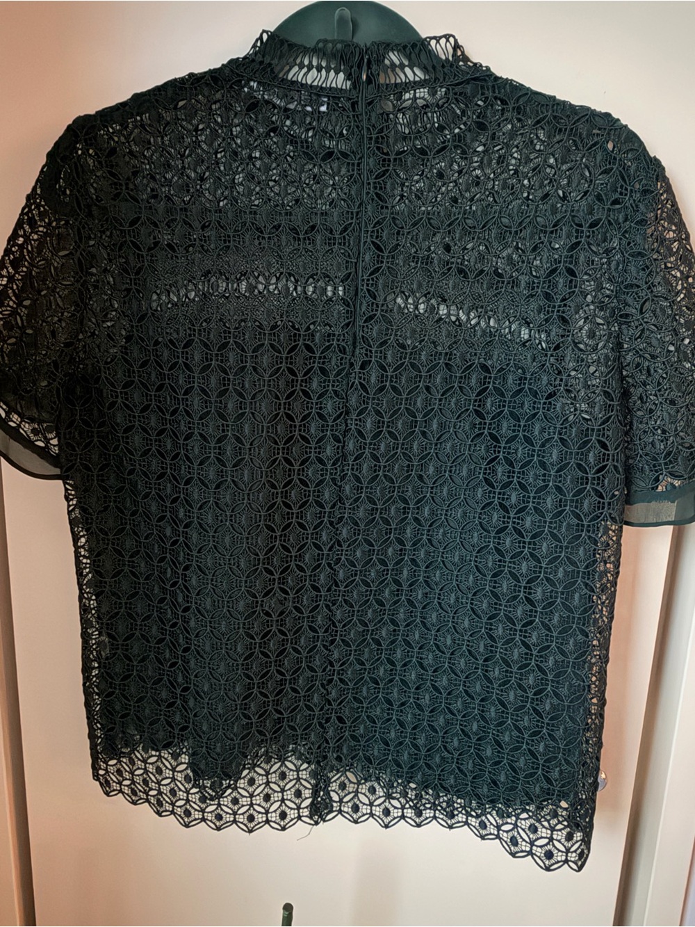 Zara Black Crochet Lace Short-Sleeve Blouse